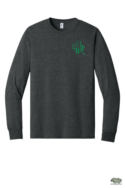 Shamrock Flag - Long Sleeve Tee / Black Heather / front