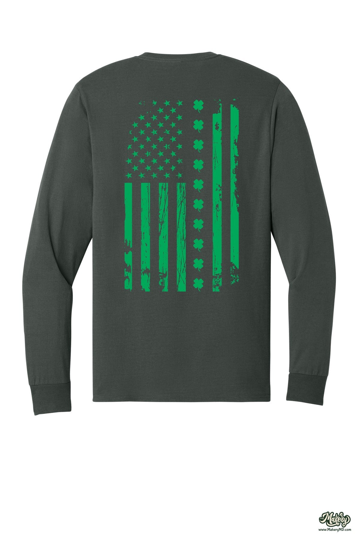 Shamrock Flag - Long Sleeve Tee / Charcoal Grey / back