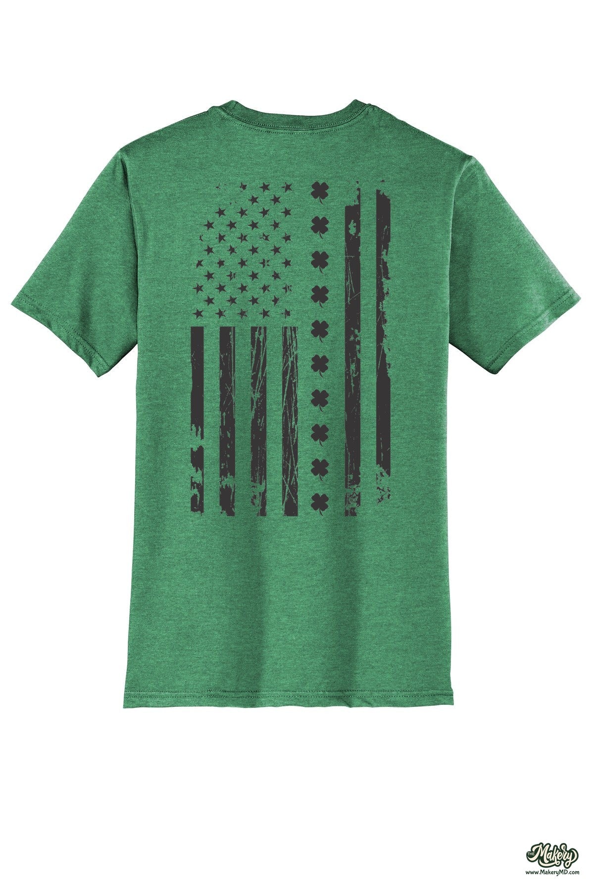 Shamrock Flag - Short Sleeve Tee / Heathered Kelly Green / back