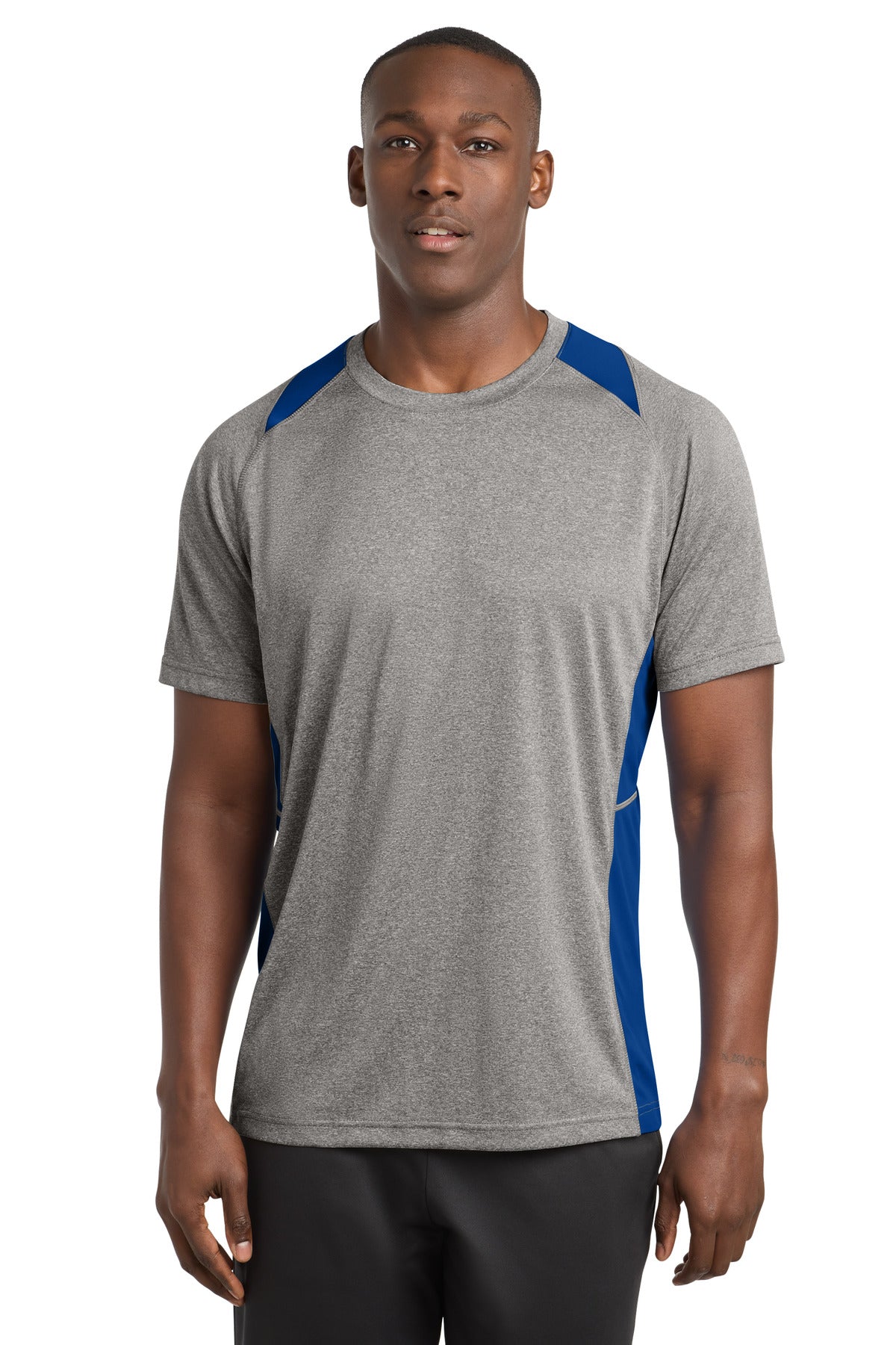 Sport-Tek Heather Colorblock Contender Tee. ST361 (Choose Your Design)