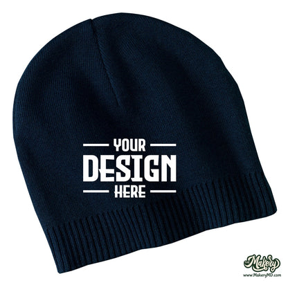 Port Authority 100% Cotton Beanie. CP95 (Choose Your Design)