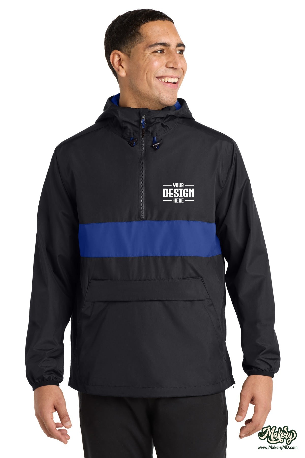 Sport-Tek Zipped Pocket Anorak. JST65 (Choose Your Design)