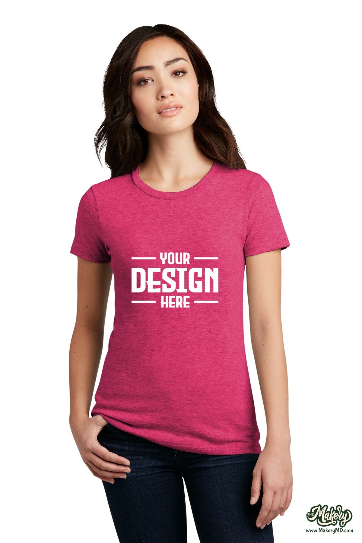 District Women's Perfect Blend CVC Tee. DM108L (Choose Your Design)