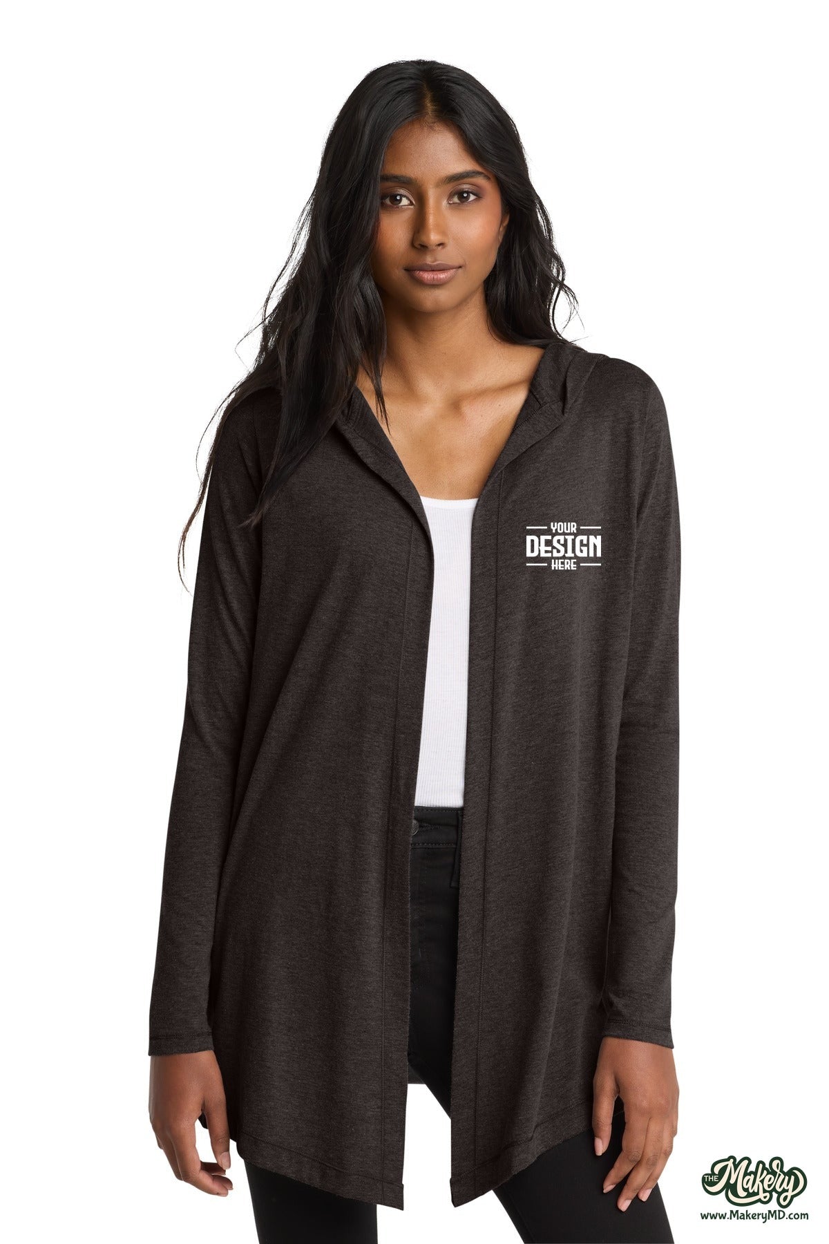 District Women's Perfect Tri Hooded Cardigan. DT156 (Choose Your Design)