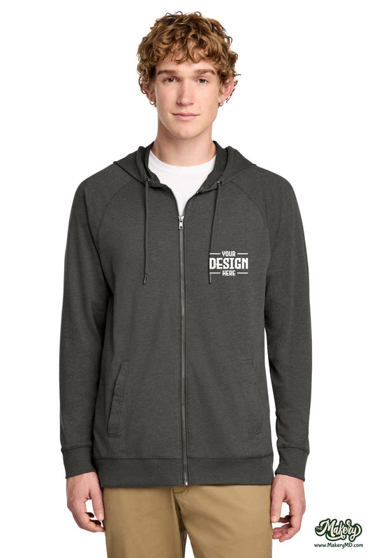 District Featherweight French Terry Full-Zip Hoodie. DT573 (Choose Your Design)