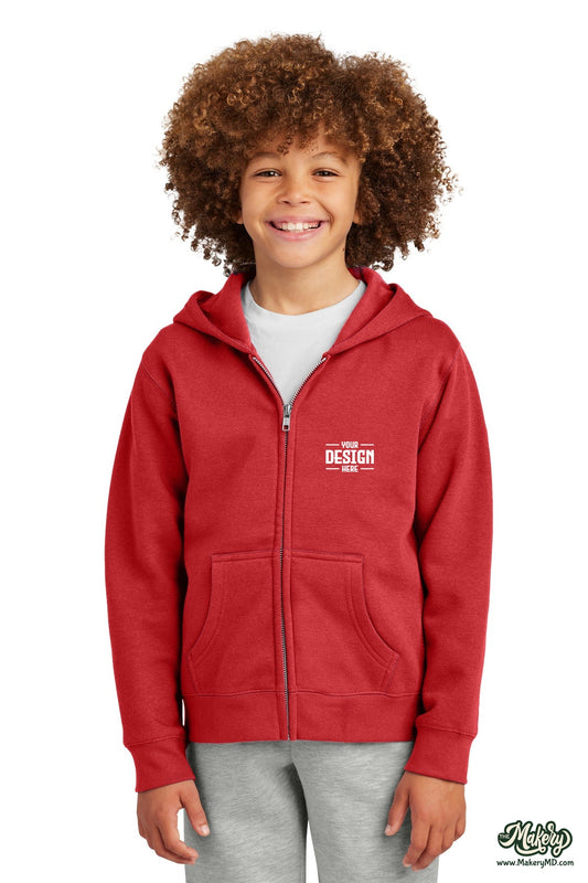 District Youth V.I.T. Fleece Full-Zip Hoodie. DT6102Y (Choose Your Design)