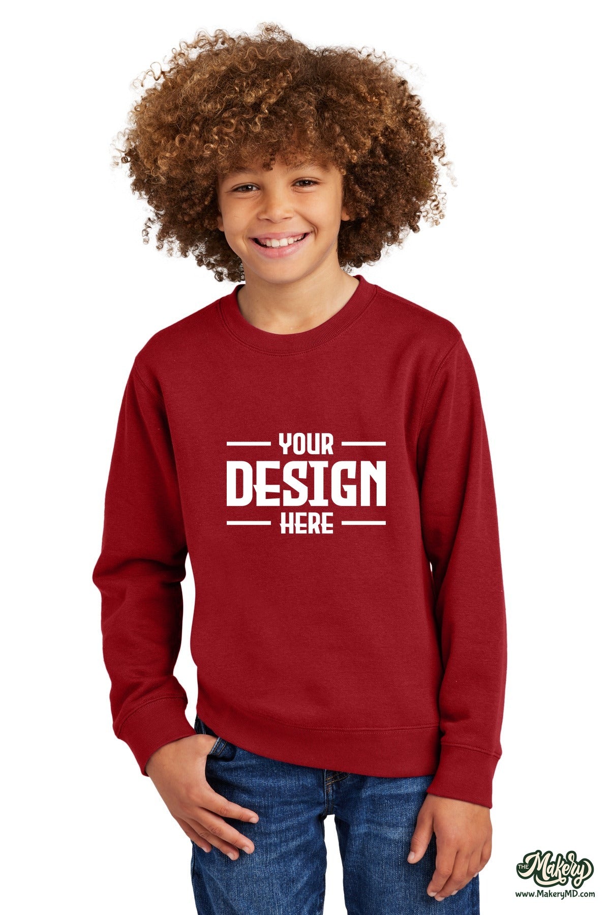 District Youth V.I.T. Fleece Crew. DT6104Y (Choose Your Design)