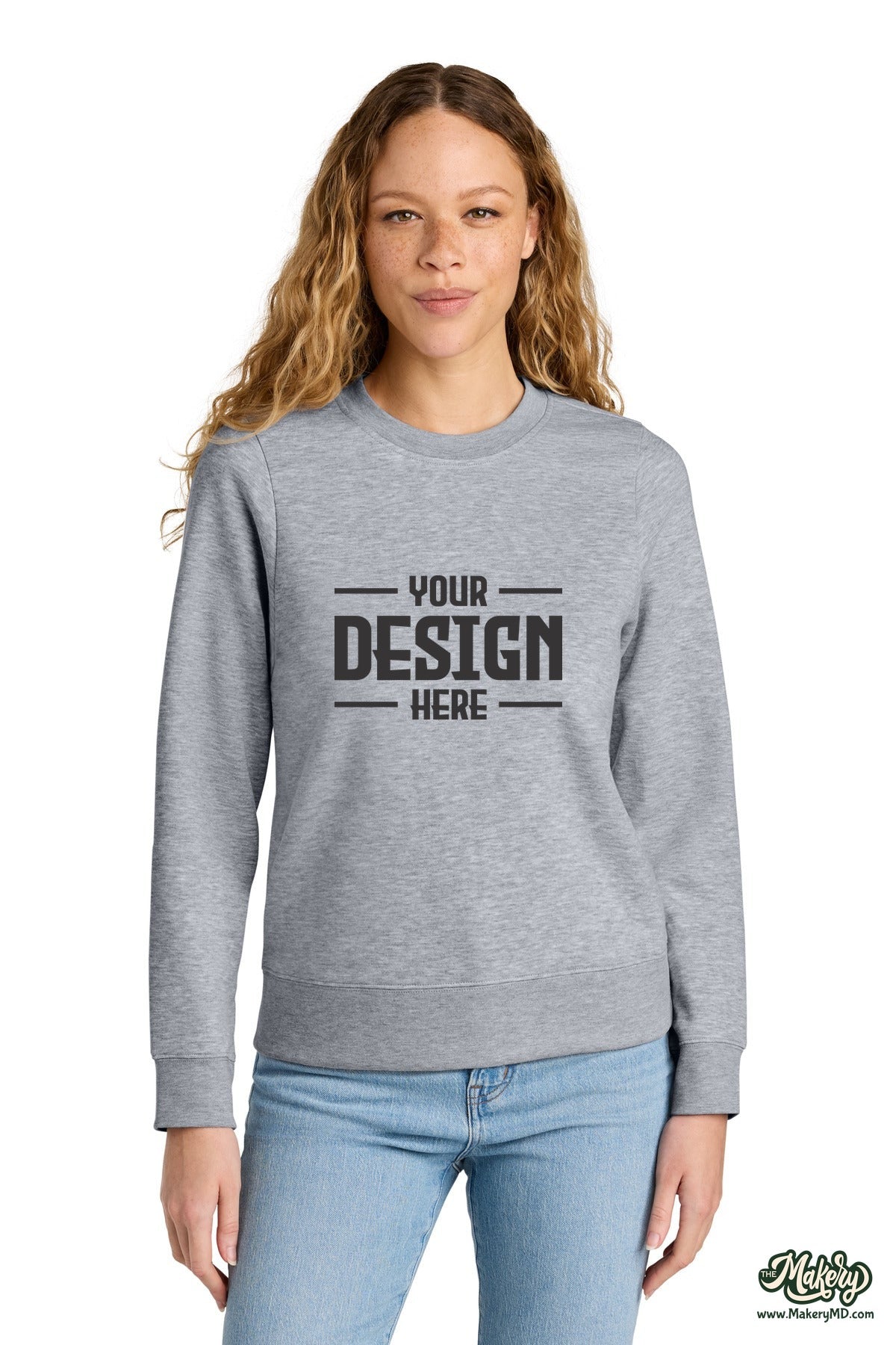 District Women's V.I.T. Fleece Crew. DT6105 (Choose Your Design)