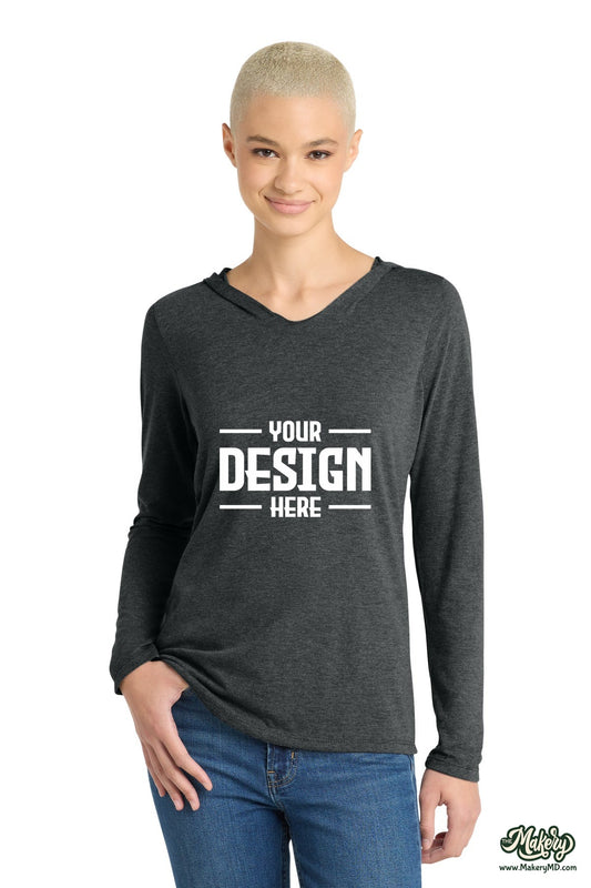 District Women's Perfect Tri Long Sleeve Hoodie. DM139L (Choose Your Design)