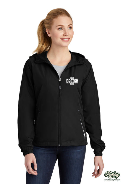 Sport-Tek Ladies Colorblock Hooded Raglan Jacket. LST76 (Choose Your Design)