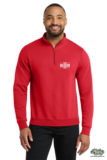 Port & Co Core Fleece 1/4-Zip Pullover Sweatshirt. PC78Q (Choose Your Design)