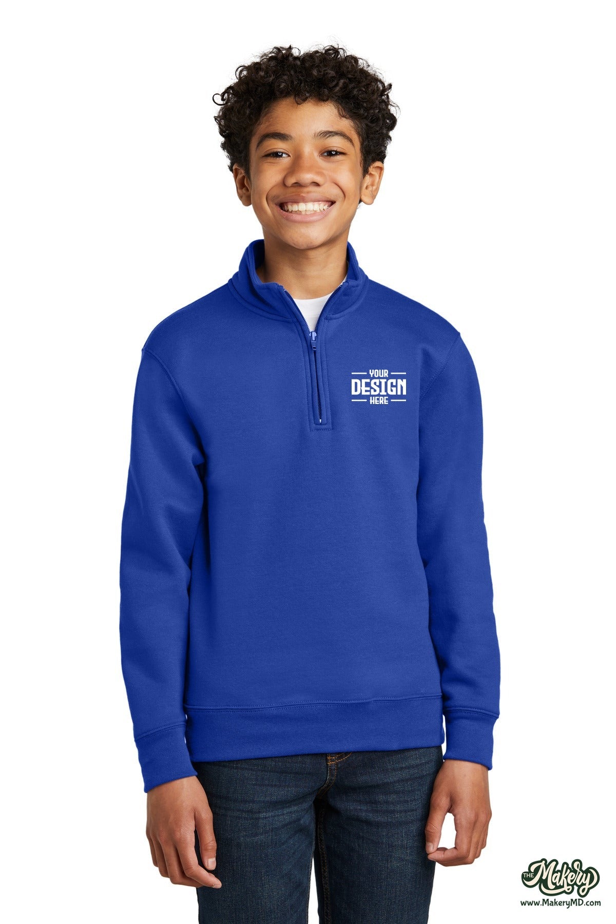 Port & Co Youth Core Fleece 1/4-Zip Pullover Sweatshirt. PC78YQ (Choose Your Design)