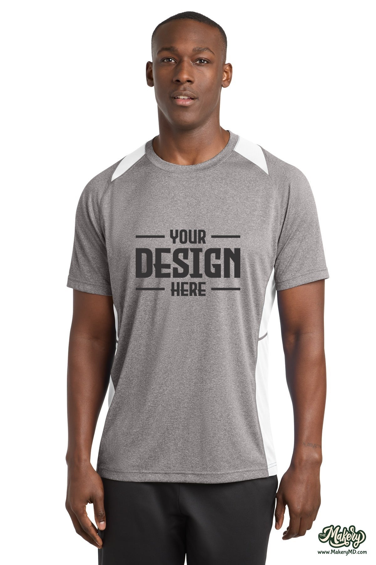 Sport-Tek Heather Colorblock Contender Tee. ST361 (Choose Your Design)
