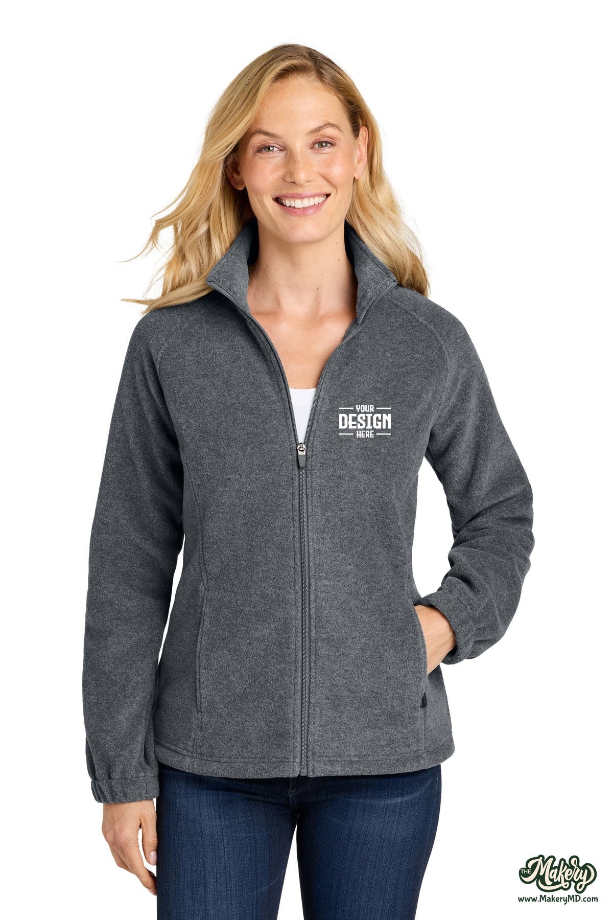 Port Authority Women's Plush Fleece Full-Zip Jacket. L190 (Choose Your Design)