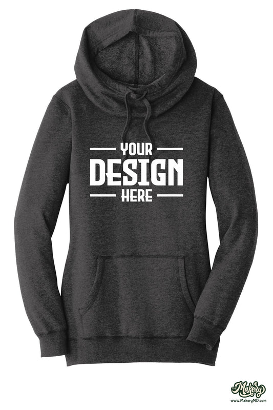 District Women's Lightweight Fleece Hoodie. DM493 (Choose Your Design)
