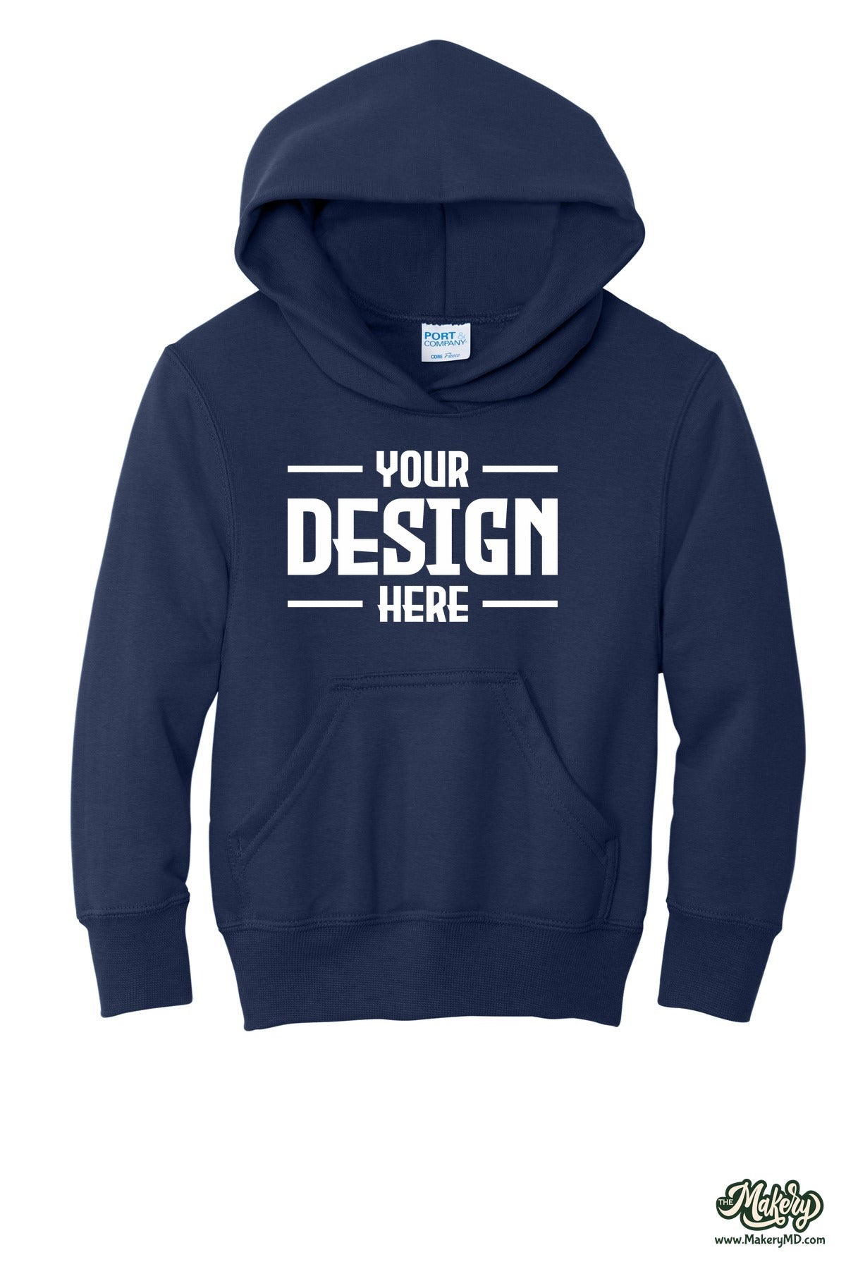 Port & Co Youth Core Fleece Pullover Hooded Sweatshirt. PC78YH (Choose Your Design)