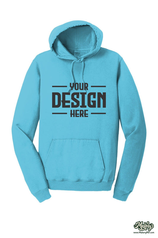 Port & Co™ Beach Wash® Garment-Dyed Pullover Hooded Sweatshirt. PC098H (Choose Your Design)