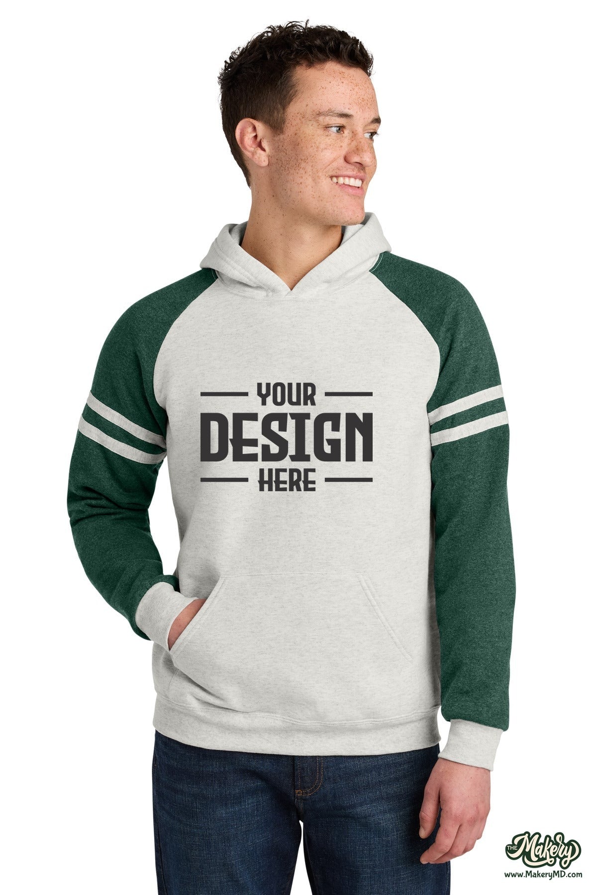 Jerzees Unisex NuBlend Varsity Colorblock Hooded Sweatshirt. 97C (Choose Your Design)