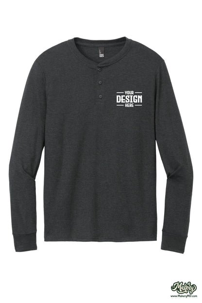 District Perfect Tri Long Sleeve Henley. DT145 (Choose Your Design)