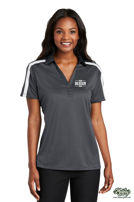 Port Authority Women's Silk Touch Performance Colorblock Stripe Polo. L547 (Choose Your Design)