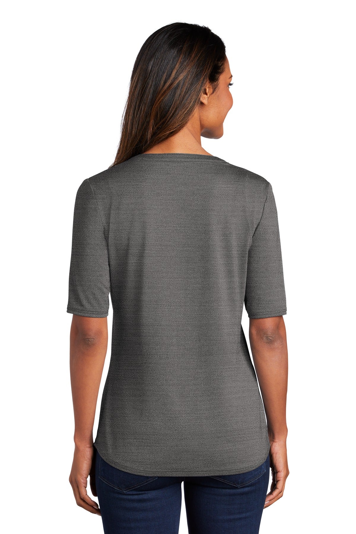 Port Authority  Ladies Stretch Heather Open Neck Top  LK583 (Ink)