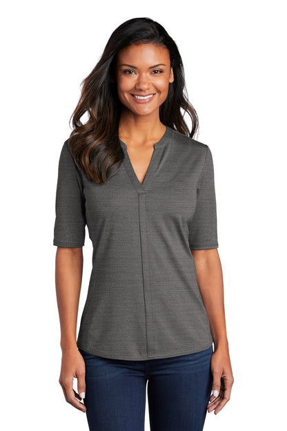 Port Authority  Ladies Stretch Heather Open Neck Top  LK583 (Ink)