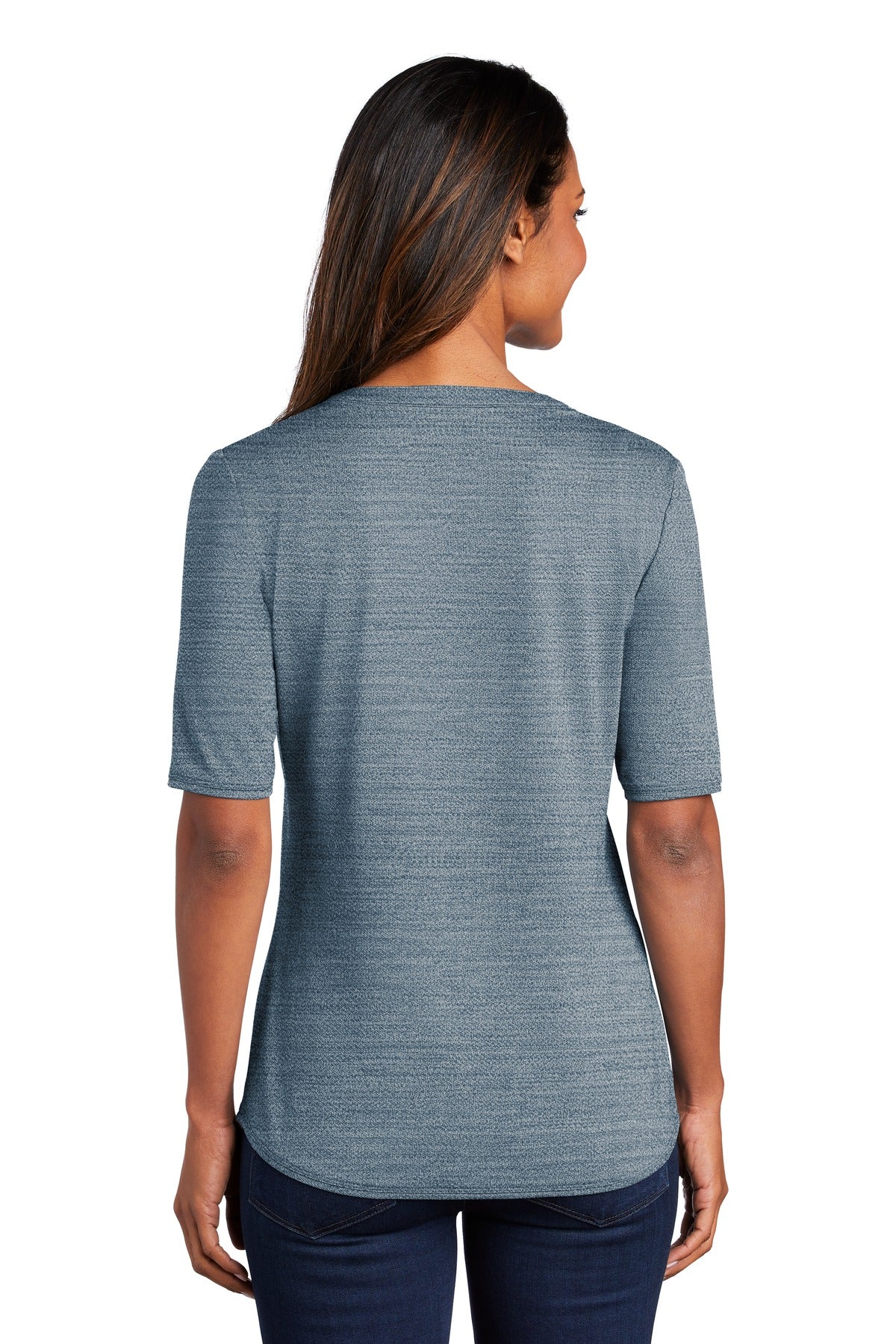Port Authority  Ladies Stretch Heather Open Neck Top  LK583 (Ink)